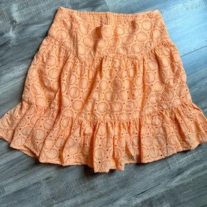 Maeve Cute skirt- Orange -stretch size small- eyelet design